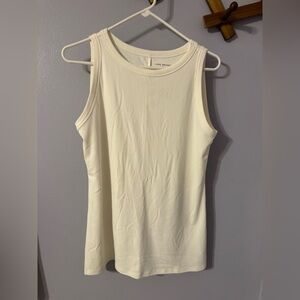 Lane Bryant Cream Ribbed Tank Top - Sleeveless Everyday Staple